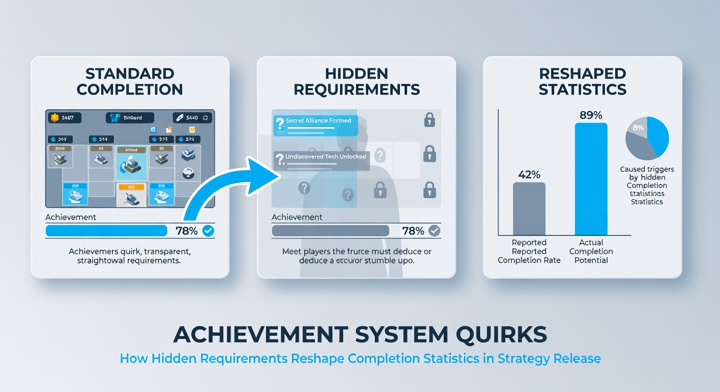 Graph illustrating achievement completion rates before and after hidden requirements were revealed in strategy games