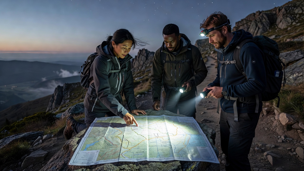 Player navigation view during twilight zone with highlighted route options and shifting light sources