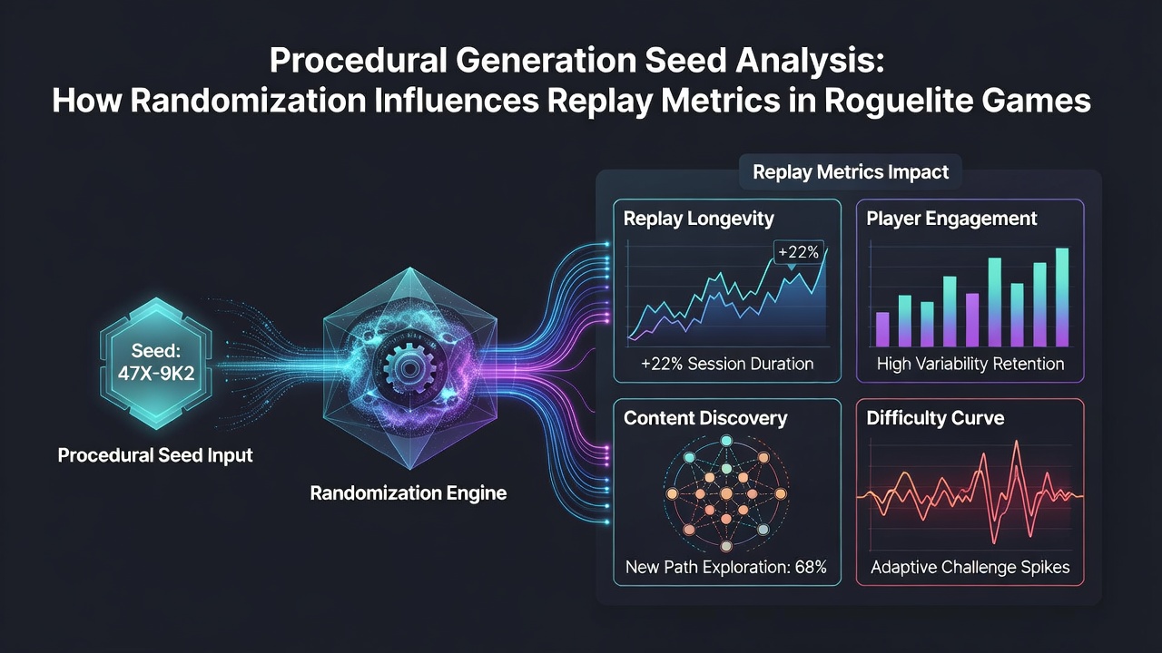 Chart displaying replay metrics influenced by different procedural seeds in roguelite titles